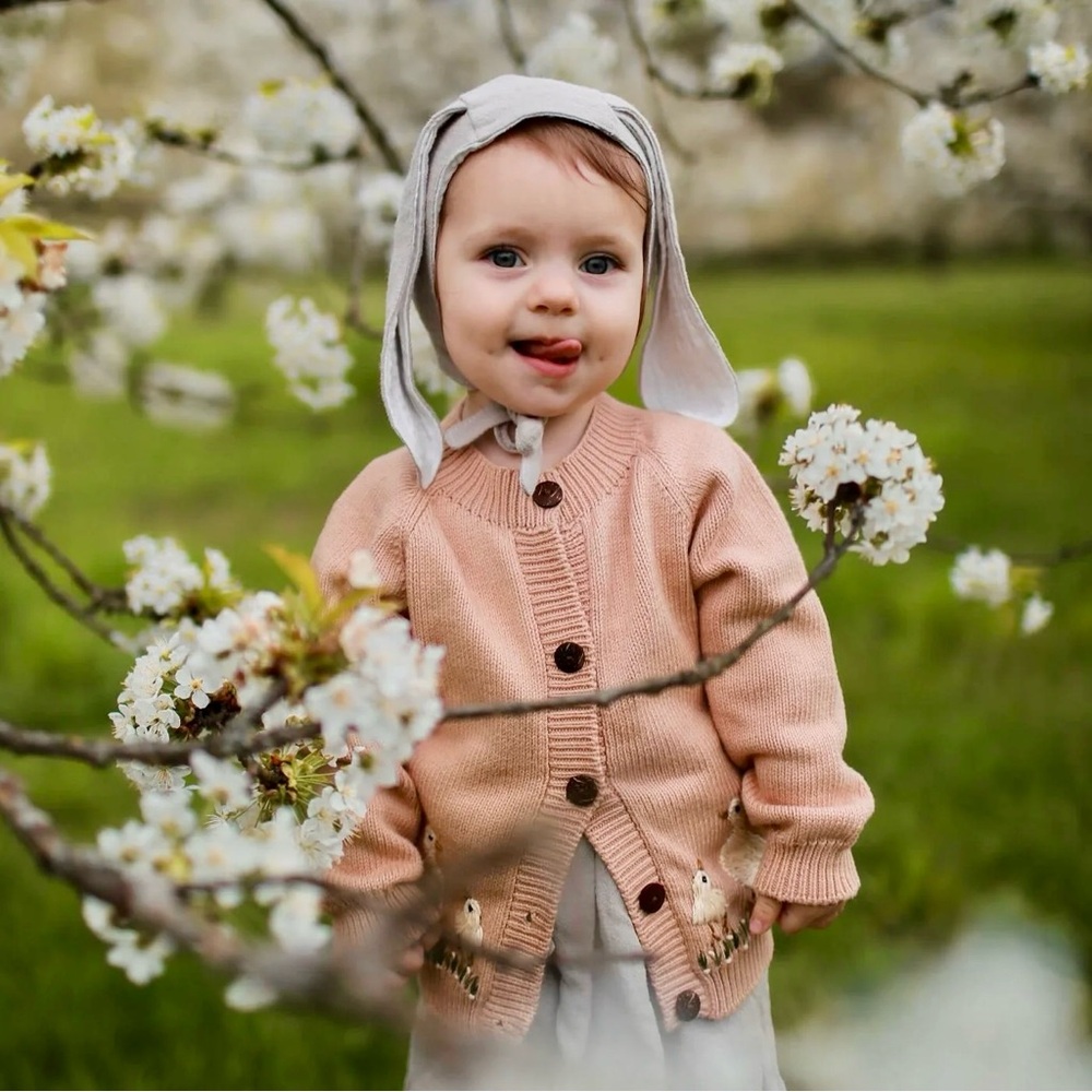 NWT Shirley Bredal Spring Geese  Embroidered Cardigan Lilac Baby Girl 12 months
